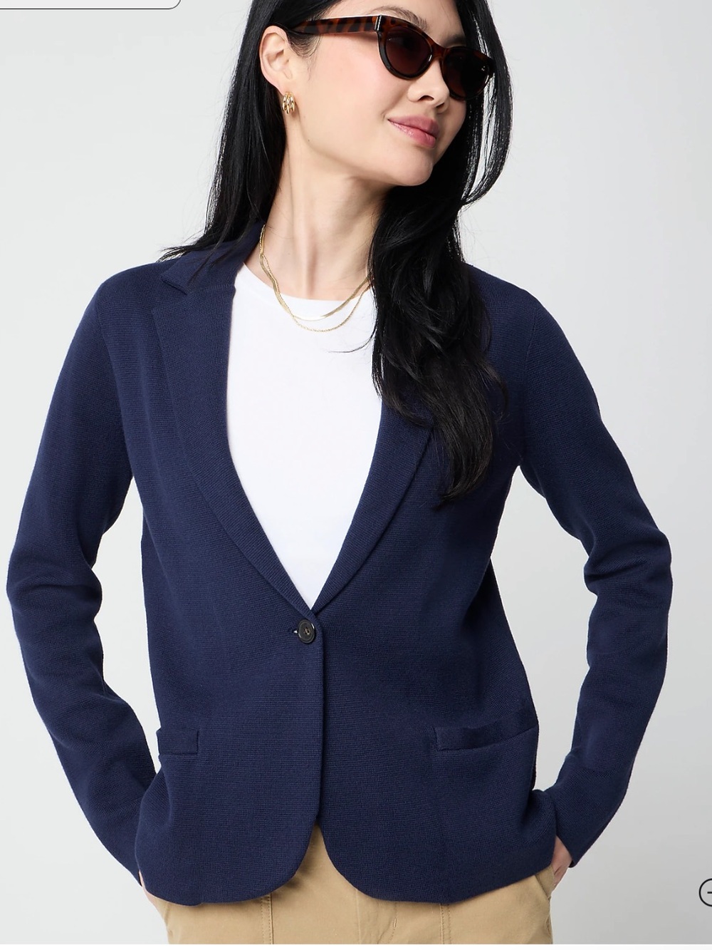 🩷 J. Crew Dark Navy Knit Schoolboy Sweater Blazer Size Small.